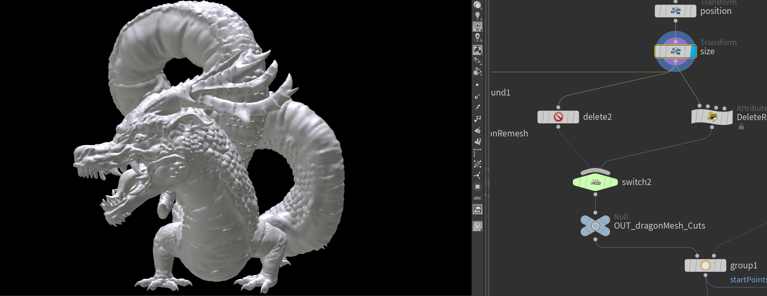 Placing the object inside Houdini's software.